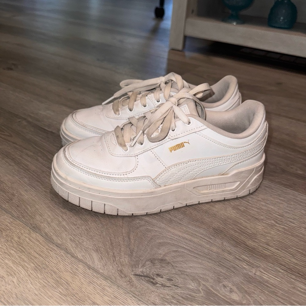 Puma Classic White Sneakers with Gold Accent